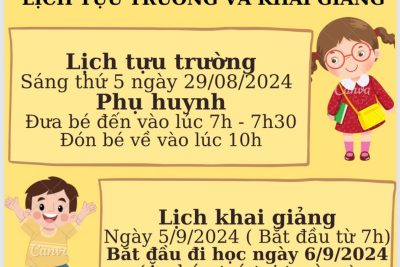 Trường mầm non Bãi Màu xã Sơn Màu thông báo lịch tựu trường và khai giảng năm học 2024-2025.